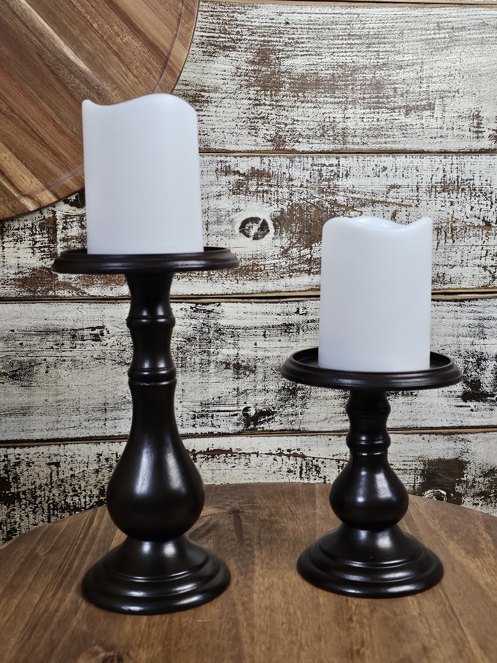 Classic Brown Candle Holder Pair